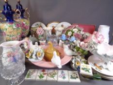 ROYAL WORCESTER oven to tableware plates, Old Foley pair of floral decorated vases and a large