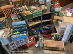 LARGE PARCEL OF GARAGE TOOLS & ASSOCIATED ITEMS including quantity of clamps and sash clamps, a