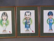 TRIST comical prints - snooker players, circa 1985, 'Embassy Snooker Celebrities - Ray Reardon, Tony