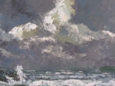 ALFRED BURGESS SHARROCKS oil on board - Anglesey coast under a grey sky, signed left hand side, 34.5