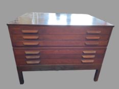 PLAN/MAP CHEST - reproduction with six drawers and assorted contents of maps, charts and plans,