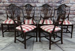 SET OF SIX GEORGIAN-STYLE SHIELD BACK DINING CHAIRS with Prince of Wales feathers carved, pierced