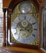 18TH CENTURY MAHOGANY 8-DAY LONGCASE CLOCK, Robert Melville, Sterling, 12-inch signed silvered Roman