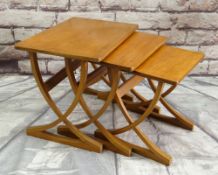 NATHAN TEAK NEST OF TABLES, with curved X-legs (3)