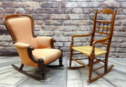 TWO ROCKING CHAIRS, comprising a William IV walnut armchair and a 19th Century style rush seated