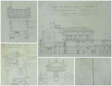 ERNEST MORGAN pencil on paper, architectural drawing of Villa of Pope Julius, Rome; Detail of
