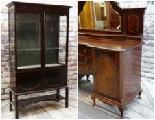 EARLY 20TH CENTURY FURNITURE comprising mahogany china cabinet with shaped doors and glazed sides,