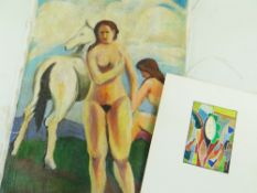 MANNER OF BELA KADAR (Hungarian, 1877-1956) two works: (i) oil on canvas - Horse and nudes, bears