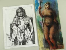 MIKHAIL GUBIN (Russian/American, b. 1953) two works: (i) gouache - Rubenesque female nude with