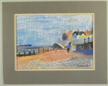 DEREK INWOOD (1925-2012) pastel - beachscape, signed, 25 x 33.5cms, unframed