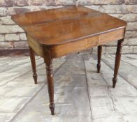 GEORGE IV MAHOGANY DOUBLE GATELEG ACTION TEA TABLE, frieze with rosewood crossbanded rectangular