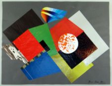 BERNARD HERZOG (French, 20th Century) paper collage - Passagere, signed and dated 1972, 50 x