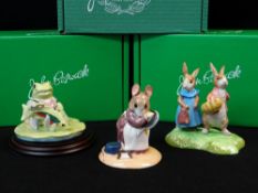 THREE BESWICK BEATRIX POTTER FIGURES including 'Flopsy and Benjamin Bunny' (P4155), 'Hunker Munker',