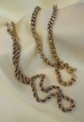 9CT GOLD SPIRAL CHAIN, 47cms long, 18.7gms, together with yellow metal chain (2)