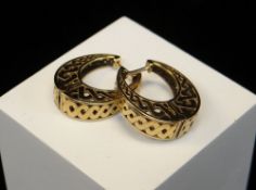 PAIR OF 9CT GOLD LATTICE DESIGN EARRINGS, 7.5gms Condition: appears in good overall condition, no