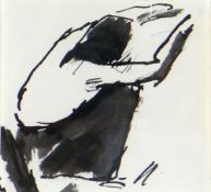 JOSEF HERMAN OBE RA inkwash - crouching workman, unsigned, 9 x 9.5cms Provenance: private