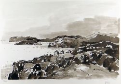 SIR KYFFIN WILLIAMS RA rarely seen limited edition (19/350) lithograph - Ynys Mon coastline with
