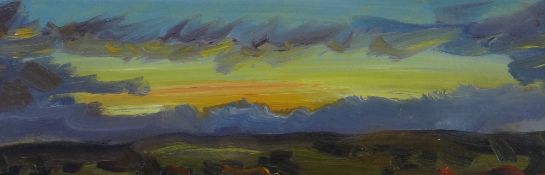 DAVID LLOYD GRIFFITH oil on panel - entitled verso 'Dusk Over Conwy Valley', signed with initials,