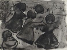 JOSEF HERMAN OBE RA inkwash - five infant choir boys, indistinctly signed, 29 x 40cms Provenance: