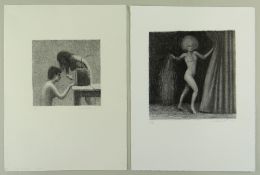 HARRY HOLLAND two artist's proof mono prints - figures, signed, 38 x 28cms and 37.5 x 38cms