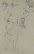 GLYN MORGAN pencil drawing - study of a standing female (possibly a preliminary drawing for a