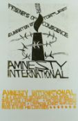 PAUL PETER PIECH two colour linocut poster - advert for Amnesty International, depicting their logo,