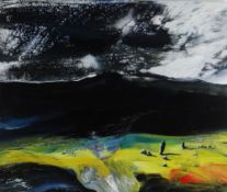 WIL ROWLAND acrylic on board - landscape, entitled verso 'Cysgod Hir', signed with initials, 25