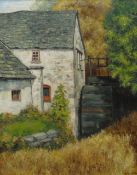 CHRIS GRIFFIN oil on canvas - whitewashed Welsh water-mill, signed and dated 1977, 55 x 43cms