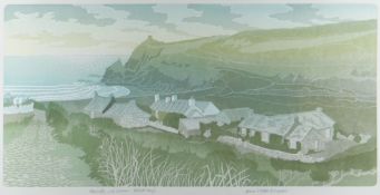 BERNARD GREEN artist's proof linocut - entitled in pencil 'Abereiddy, Late Summer', signed and dated