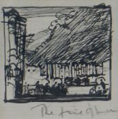 SIR FRANK BRANGWYN RA pen and ink drawing - Fire of London, unsigned, 6.5 x 6.5cms Provenance: