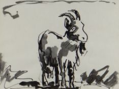 JOSEF HERMAN OBE RA inkwash - entitled verso 'The Goat', 18 x 24cms Provenance: private collection