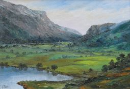 GWYNETH TOMOS oil on board - Eryri landscape, signed, 24 x 34cms Provenance: private collection