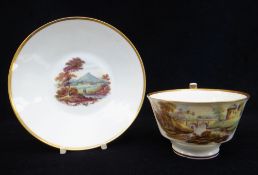 A SWANSEA PORCELAIN CUP & SAUCER of London shape, painted by George Beddow, the saucer with a