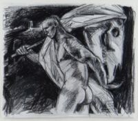 CLIVE HICKS-JENKINS pastel - figure with Mari Lwyd hobby-horse, 23 x 28cms Provenance: private