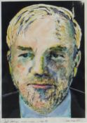 JACK JONES mixed media - title to margin 'Self-Portrait, Aged 55', signed and dated March 1991, 24 x