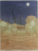 BERNARD GREEN limited edition (47/50) linocut - entitled in pencil 'Garden at Night', signed and