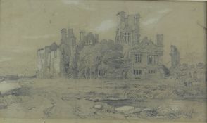 ATTRIBUTED TO WILLIAM WESTON YOUNG pencil on brown paper, laid down - view of the ruins of Neath
