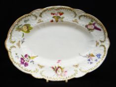 NANTGARW PORCELAIN OVAL DISH of lobed form, typically moulded with trailing flowers, the border