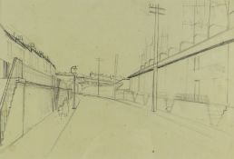 GEORGE CHAPMAN pencil on paper - Rhondda street, circa 1964, 27 x 40cms Provenance: private