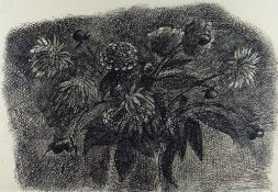 CHARLES BURTON ink on paper - study of chrysanthemums, signed, 31.5 x 46cms Provenance: private