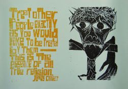 PAUL PETER PIECH two colour limited edition (967/150) lithograph poster - depicting Christ on the