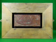 OGWYN DAVIES clay and wood construction - with inscribed fish symbol and the lettering 'IXOYE'