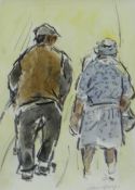 WILLIAM SELWYN watercolour - two walking figures, signed, 7.5 x 5.5cms Provenance: private