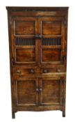 A CAERNARFONSHIRE OAK & PINE CWPWRDD BARA CAWS / FOOD CUPBOARD, circa 1780-1810, having a two