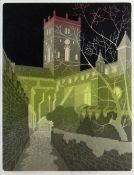 BERNARD GREEN limited edition (5/75) linocut - entitled in pencil 'St. David's, Cathedral at Night',