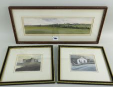 MARTYN VAUGHAN JONES three early watecolours - Welsh landscapes comprising 'Carew Castle, Dyfed',