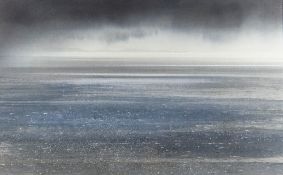 NAOMI TYDEMAN watercolour - view over water towards the Gower peninsula, 36 x 58.5cms Provenance: