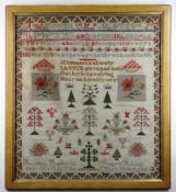 1866 CONWY VALLEY WELSH WOOL SAMPLER with alphabetical and religious content, by thirteen year old