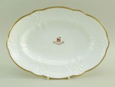 A SWANSEA PORCELAIN OVAL DISH WITH CREST 'Duw ar fy Rhan', of lobed form with typical moulding of