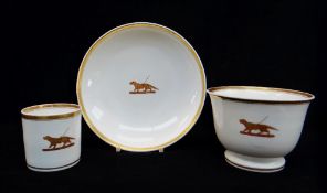 NANTGARW PORCELAIN CRESTED OVERSIZE BREAKFAST CUP & SAUCER together with a coffee-can from the